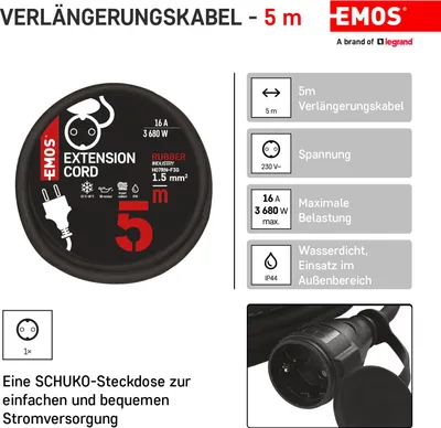 Immagine prodotto di Cavo di prolunga SCHUKO IP44 1,5 mm 5 m