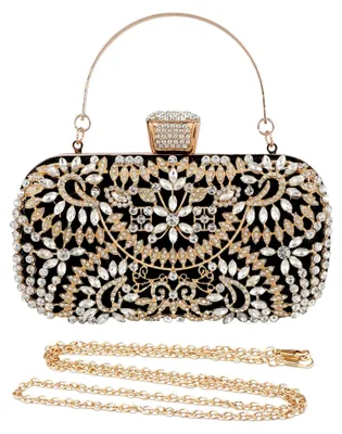 Produktbild von Abendtasche Damen Diamant Clutch Bag Kette Shiny Strass Handtasche Klein Tasche Schultertasche Elegante Umhängetasche für Hochzeit Abschlussball Bankett-Party Schwarz