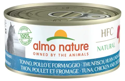 Image de Almo Nature HFC Naturel Thon, Poulet & Fromage 150gx24