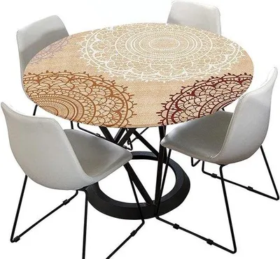 Produktbild von Famanu Tischdecke rund 120 cm - beige, elastisch, wasserabweisend