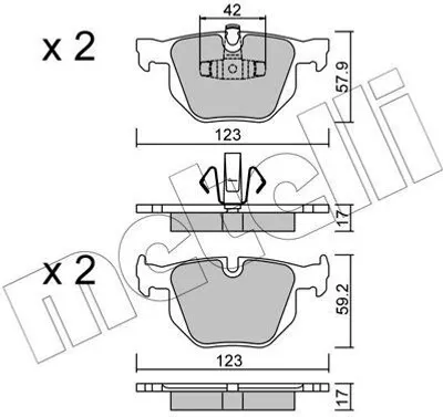 Produktbild von METELLI Bremsbeläge Satz Hinten Bremsklötze für BMW 3 Touring (E91) 22-0643-0