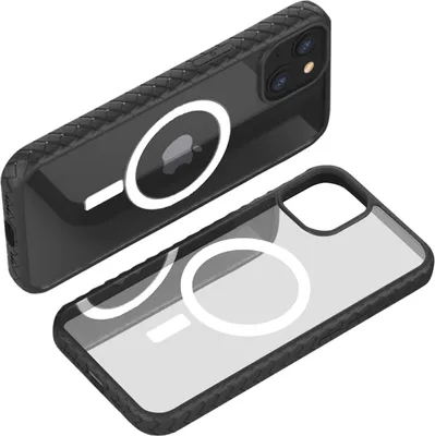 Image de Coque Iphone 12/12 Pro Cadre Noir Dos Transparent Magsafe