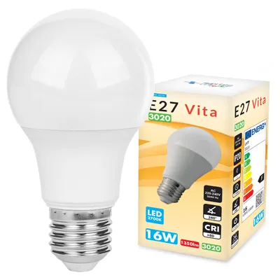 Produktbild von MasterLED LED Lampe E27 – A60 Vita – 16W – 2700K Warmweiß – 1490 lm – Wohnraumbeleuchtung