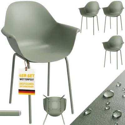 Produktbild von Outsunny Gartenstuhl 4er-Set, Terrassenstühle mit Rückenlehne/Armlehnen, Grün