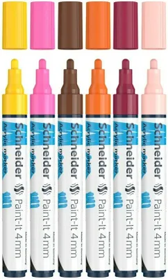 Produktbild von Schneider Acrylmarker Paint-It 320 4mm Set 3 6er Etui, farbig sortiert