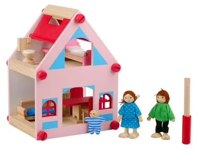 Image de Maison de poupée en bois avec accessoires, 30 pièces
