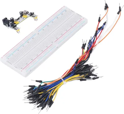 Zdjęcie produktu dla Zestaw Breadboard Kit Electric 830 Tie Points dla początkujących z kablem zasilającym 12V biały