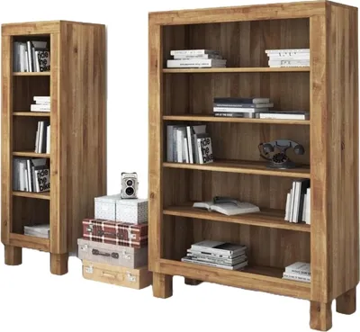 Produktbild von Bücherregal Ringo breit aus Wildeiche massiv 105x45x162 mit 5 offenen Fächern