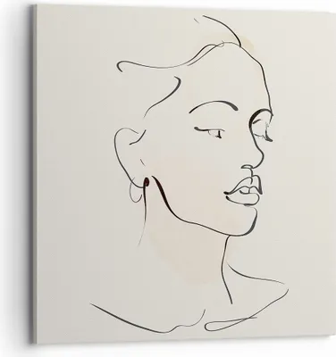 Produktbild von Bild auf Leinwand - Leinwandbild - Einteilig - Frau Zeichnung Linie - 70x70cm - Wand Bild - Wanddeko - Wandbilder - Leinwanddruck - Bilder - Wanddekoration - Leinwand bilder - Wandbild - AC70x70-5046
