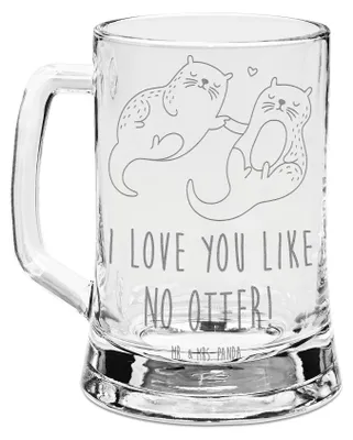 Produktbild von Mr. & Mrs. Panda Krug Otter Hände halten - Transparent - Geschenk, Humpen, Paar, Bierhumpen, Verliebt, glücklich, Seidel, Romantisch, Liebe, Seeotter, Gravur Bierkrug