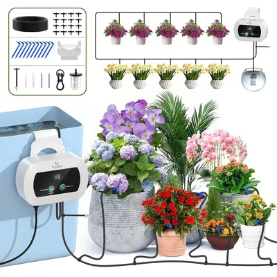 Produktbild von Automatisches Bewässerungssystem für Balkone und Topfpflanzen mit USB-C, Programmierbarem Zeitschaltuhr und 10 Tropfschläuchen