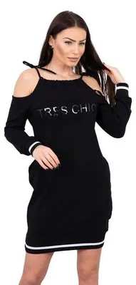 Produktbild von Kleid Tres Chic, schwarz, universelle Größe (S, M, L), 84 cm Gesamtlänge, Baumwoll-Elasthan-Mix