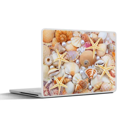 Produktbild von MuchoWow® Laptop Aufkleber Sticker Cover Muscheln - Perlen - Seesterne - Strand 25x18 cm - Laptop-Deko