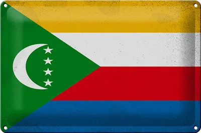 Produktbild von Blechschild Flagge der Komoren 30x20cm Flag Comoros Vintage