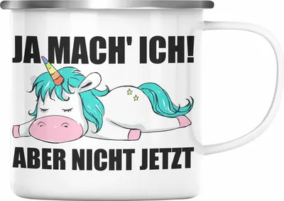 Produktbild von Trendation - Lustige Emaille Tasse mit Spruch Einhorn Mitarbeiter Arbeitskollege Geschenk Kollegin (Silber)