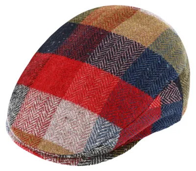 Obrázek produktu pro Čepice Fiebig Flatcap z vlny s kostkovaným vzorem, červená, velikost 61/XL