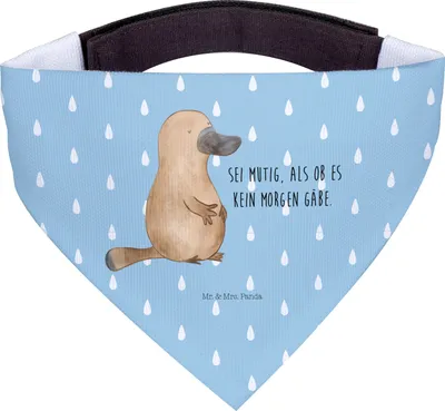 Produktbild von Mr. & Mrs. Panda Halstuch Für Hunde Schnabeltier Mut - Blau Pastell - Geschenk, Hund, Hals Tuch, Lebensweisheit, Meer, Bandana, Dreieckstuch, Neustart, Büro, Arbeit