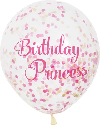Produktbild von 6 Rosa Birthday Princess Konfettiballons 30cm