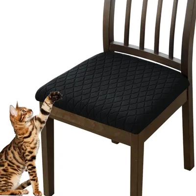 Productafbeelding van Stoelhoezen set van 6, zwart, stretch jacquard, voor eetkamer