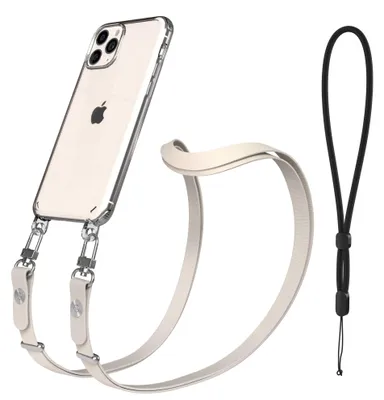 Produktbild von EAZY CASE Handykette magnetisch mit Handyhülle für Apple iPhone 11 Pro, Crossbody Handyband 1-1,90m verstellbar mit 2 Ösen in Creme