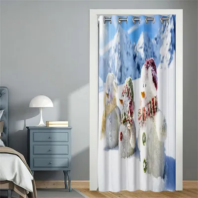 Image de Rideau occultant, motif Noël, motif bonhomme de neige, dimensions 120 x 200 cm