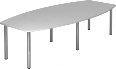 Produktbild von HAMMERBACHER Konferenztisch KT28C lichtgrau Tonnenform, Rundrohr chrom, 280,0 x 85,0 - 130,0 x 72,0 - 74,0 cm