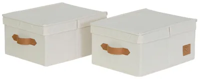 Productafbeelding van Set van 2 kleine opbergboxen met deksel, kleur beige