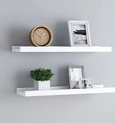 Image de Etagère murale "Hausten" en MDF blanc. Dimensions (L/L/H) 60x9x3 cm