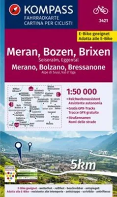Obrázok produktu pre KOMPASS Cyklistická mapa 3421 Merano, Bolzano a okolie 1:50 000