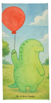 Produktbild von Mr. & Mrs. Panda Handtuch Schildkröte Luftballon Design - Weiß - Geschenk, Strandtuch, Frotteehandtuch, Ballon, Schildkröten, Motivationsspruch, Duschtuch, Badhandtuch