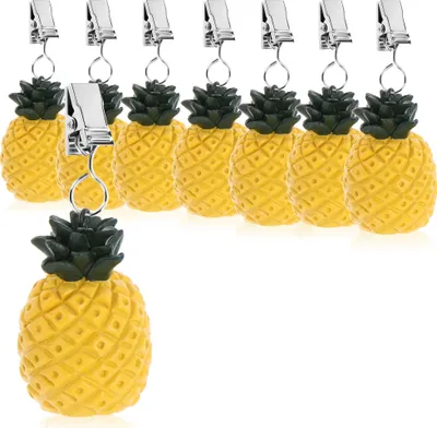 Produktbild von com-four® 8x Tischdeckenbeschwerer - wetterbeständige Tischtuchgewichte mit Klammer - Tischtuchklammer in Ananas-Design - ca. 40 g