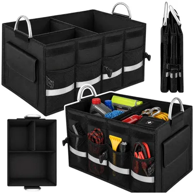Image de Grand sac de coffre pliable pour organisateur de voiture noir 50l