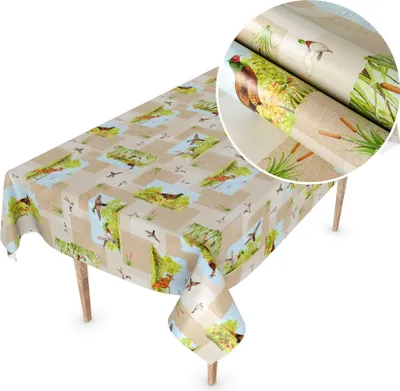 Produktbild von Tischdecke Wachstuch MIMOSA Tiere Grün Robust Wasserabweisend Breite 140 cm Länge 240 cm