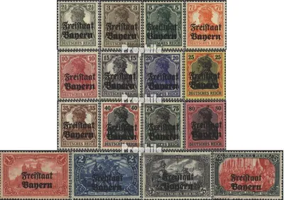 Produktbild von Briefmarken Bayern 1919 Mi 136-151 (kompl.Ausg.) postfrisch Germania mit Aufdruck