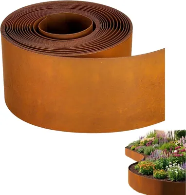 Produktbild von Beeteinfassung 10 m x 15 cm, Cortenstahl, für Rasen, flexibel