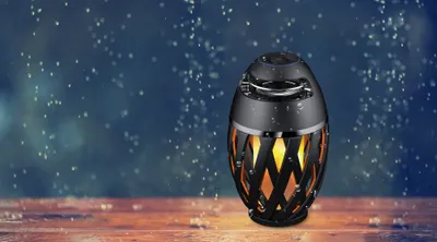 Produktbild von Woward LED Flammenlampe mit Bluetooth Lautsprecher | Gartenlampe Musik Player Wasserdicht IP65