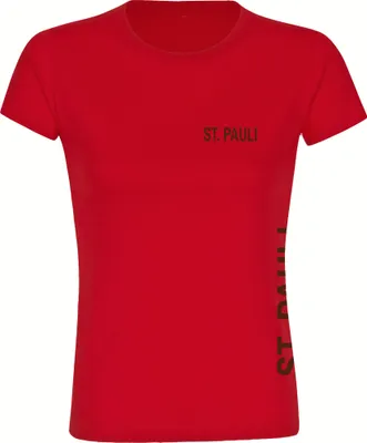 Produktbild von multifanshop Damen T-Shirt - St. Pauli - Brust & Seite, rot, Größe L