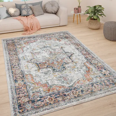 Immagine prodotto di Tappeto soggiorno a pelo corto vintage pastello moderno motivo orientale dimensioni 80x150 cm