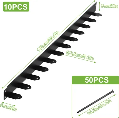 Obrázok produktu pre LZQ 5 m pozinkovaný lem trávnika, flexibilný lem záhradného záhonu, výška 10 cm, vrátane 25 zemných hrotov, na záhony trávnik terasa chodník príjazdová cesta, čierna farba