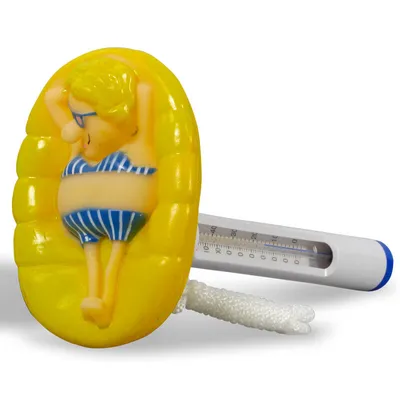 Produktbild von Thermometer mit Motiv Frau auf Luftmatratze
