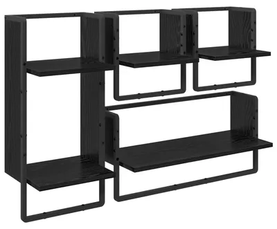 Image de Ensemble d'étagères murales 4 pcs Chêne noir 65 x 25 x 30 cm