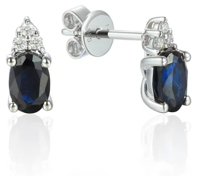 Produktbild von 585 Weißgold Ohrstecker Saphir 1,20ct Diamanten zus. 0,06ct. Ohrringe Ohrschmuck