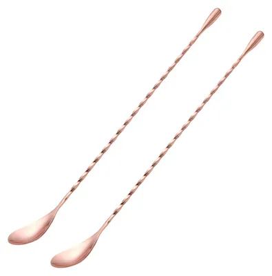 Produktbild von 2pcs Cocktail-Loeffel aus Edelstahl, Barloeffel, 30,1 cm lang, gedrehter Ruehrstab fuer Barkeeper oder Hausgebrauch,Rosa