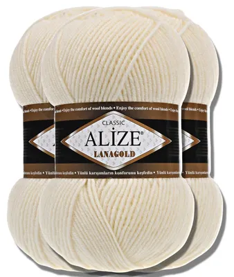 Obrázek produktu pro Alize 3x 100g příze Lanagold, jednobarevná, vhodná pro háčkování a pletení (1)