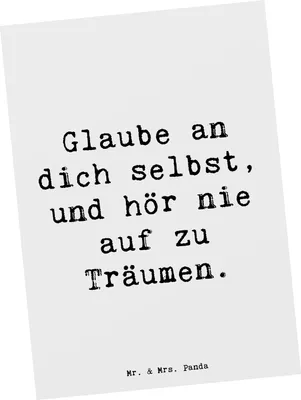 Produktbild von Mr. & Mrs. Panda Grußkarte Spruch Glaube an sich selbst - Weiß - Geschenk, dich, kunstkarte, Gefühl, Ansichtskarten, Ansichtskarte, Lebensfreude, Zitat, Postkarte, Träume