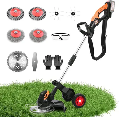 Produktbild von 1200W Rasentrimmer Kompatibel mit Makita-Akkus 5IN1 Bürstenloser Elektrische Motorsense 3 Gang Einstellung Freischneider mit Klingen Unkrautbürste