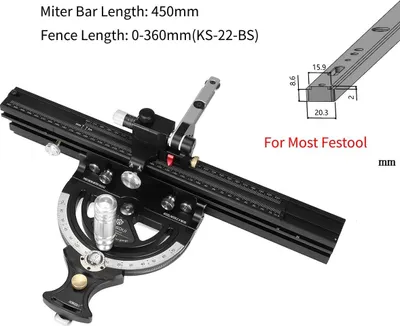 Immagine prodotto di Guida per troncatrice con righello per sega da banco piccola - HD-MG21-BS Set - Regolabile 360-610 mm - Angolo di 50° - Lega di alluminio - Rosso/Argento
