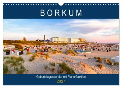 Produktbild von BORKUM Geburtstagskalender mit Planerfunktion (Wandkalender 2027 DIN A3 quer), CALVENDO Monatskalender