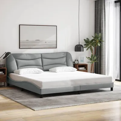 Immagine prodotto di vidaXL Struttura letto con LED senza materasso "Hvar" Tessuto grigio chiaro 200x200 cm