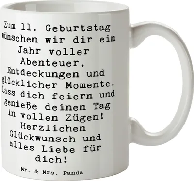 Produktbild von Mr. & Mrs. Panda Tasse Spruch 11. Geburtstag Wunder - Weiß - Geschenk, Geburtstagskind, persönlich, Geburtstagsgeschenk, haferl, Kaffeebecher, Becher, Geburtstagsfeier